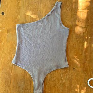 4th + Wreckless Beige Tan Cream Bodysuit One Shoulder Ribbed